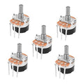 Rotary potentiometer with switch, orange top, metal shaft, 3 pin terminals