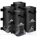 Four black canopy water weight bags with handles, stacked and standing upright