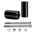 Black 2-inch handlebar riser extension kit with two sleeves, bolts, nuts and washers.