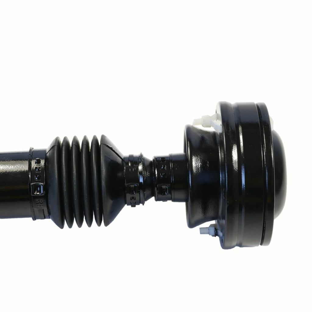 Front drive shaft with rubber bellows boot and end yoke
