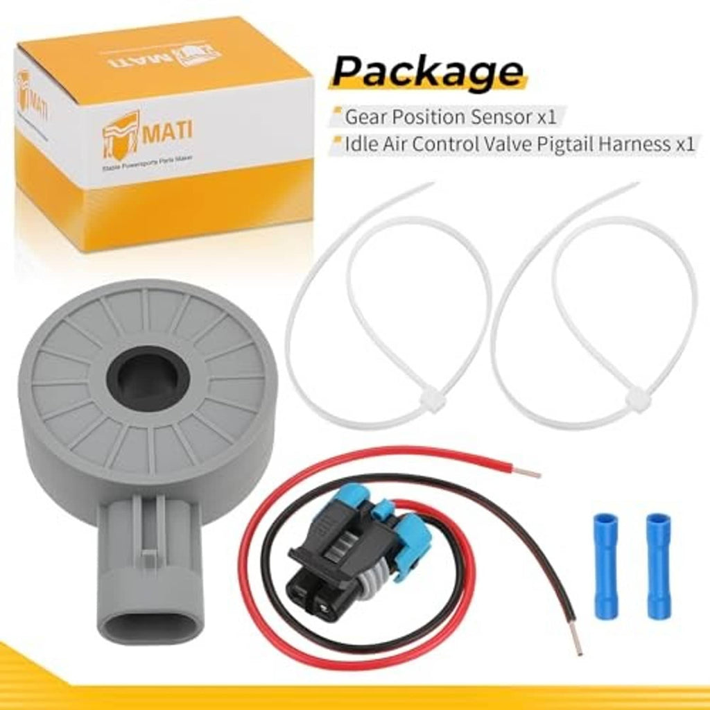 Sensor and wiring harness shown with box packaging; gray sensor disc and red/black cable