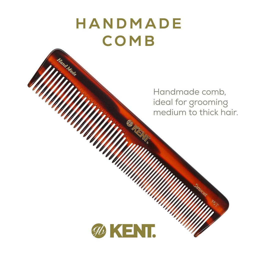 Tortoiseshell hair comb with fine and wide teeth, angled view