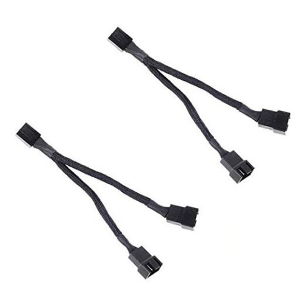 Black sleeved PWM fan splitter cable, 1-to-2 with two 4-pin connectors