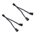 Black sleeved PWM fan splitter cable, 1-to-2 with two 4-pin connectors