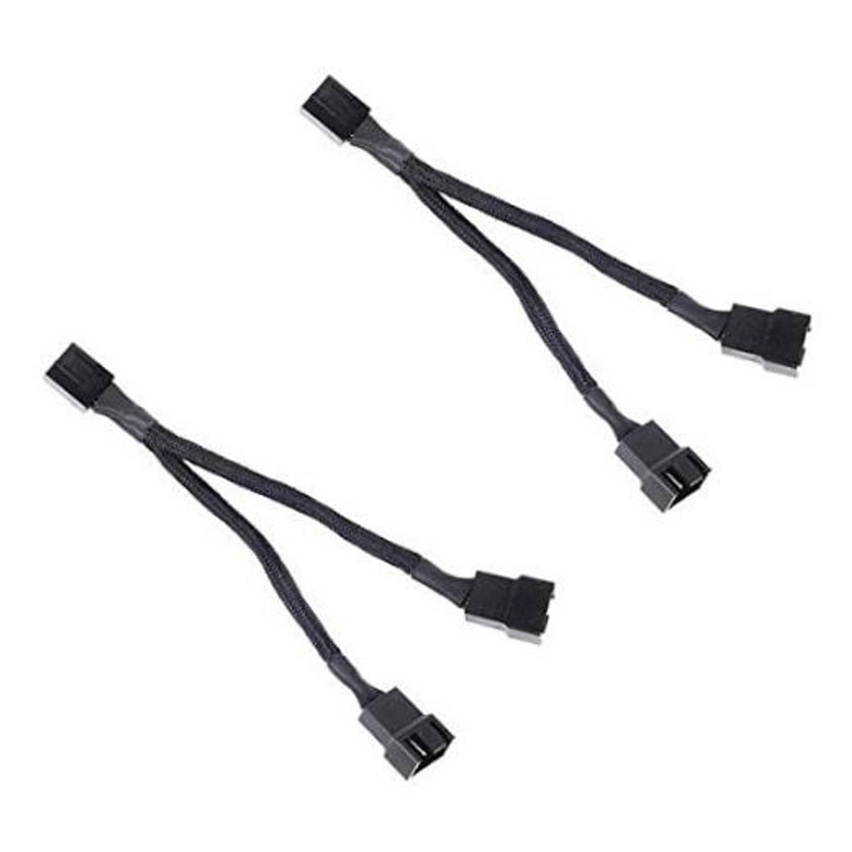 Black sleeved PWM fan splitter cable, 1-to-2 with two 4-pin connectors