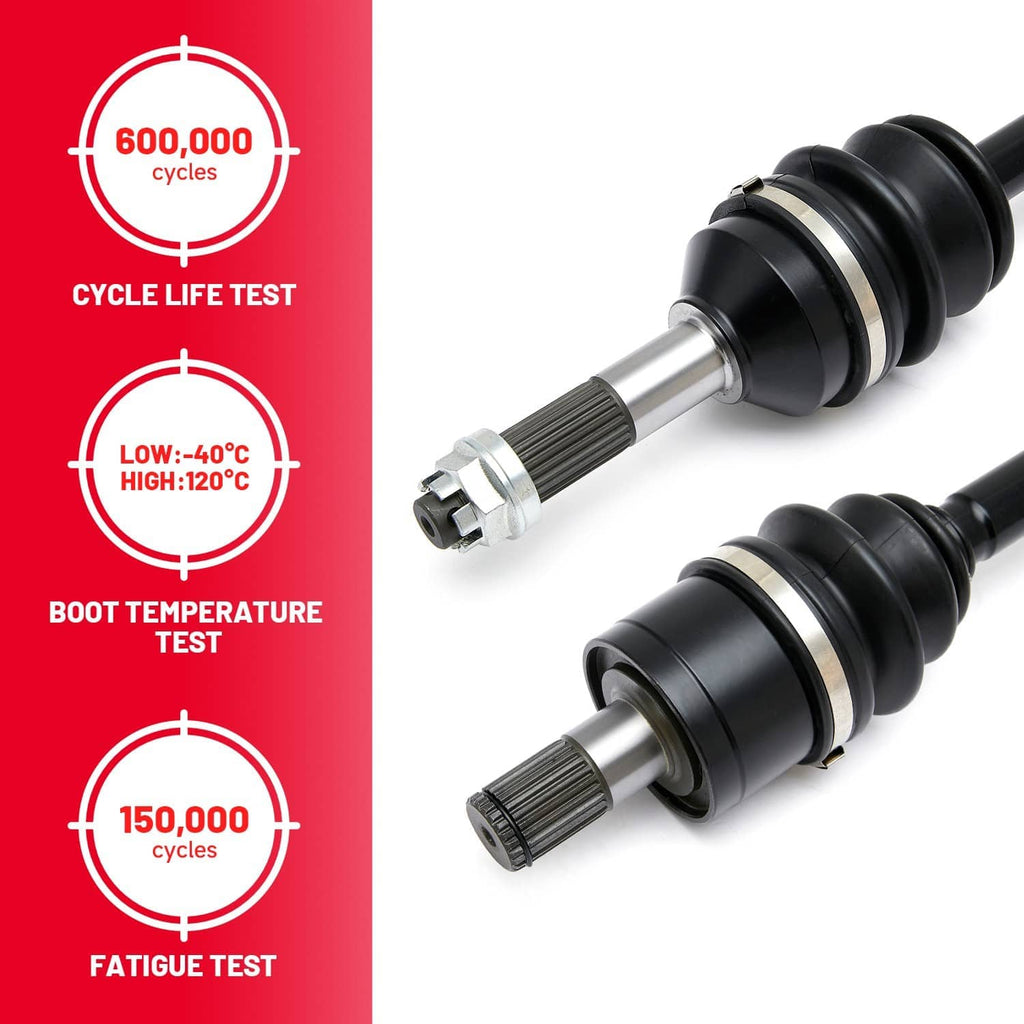 Rear CV axle shaft set with black boots and silver metal yoke joints
