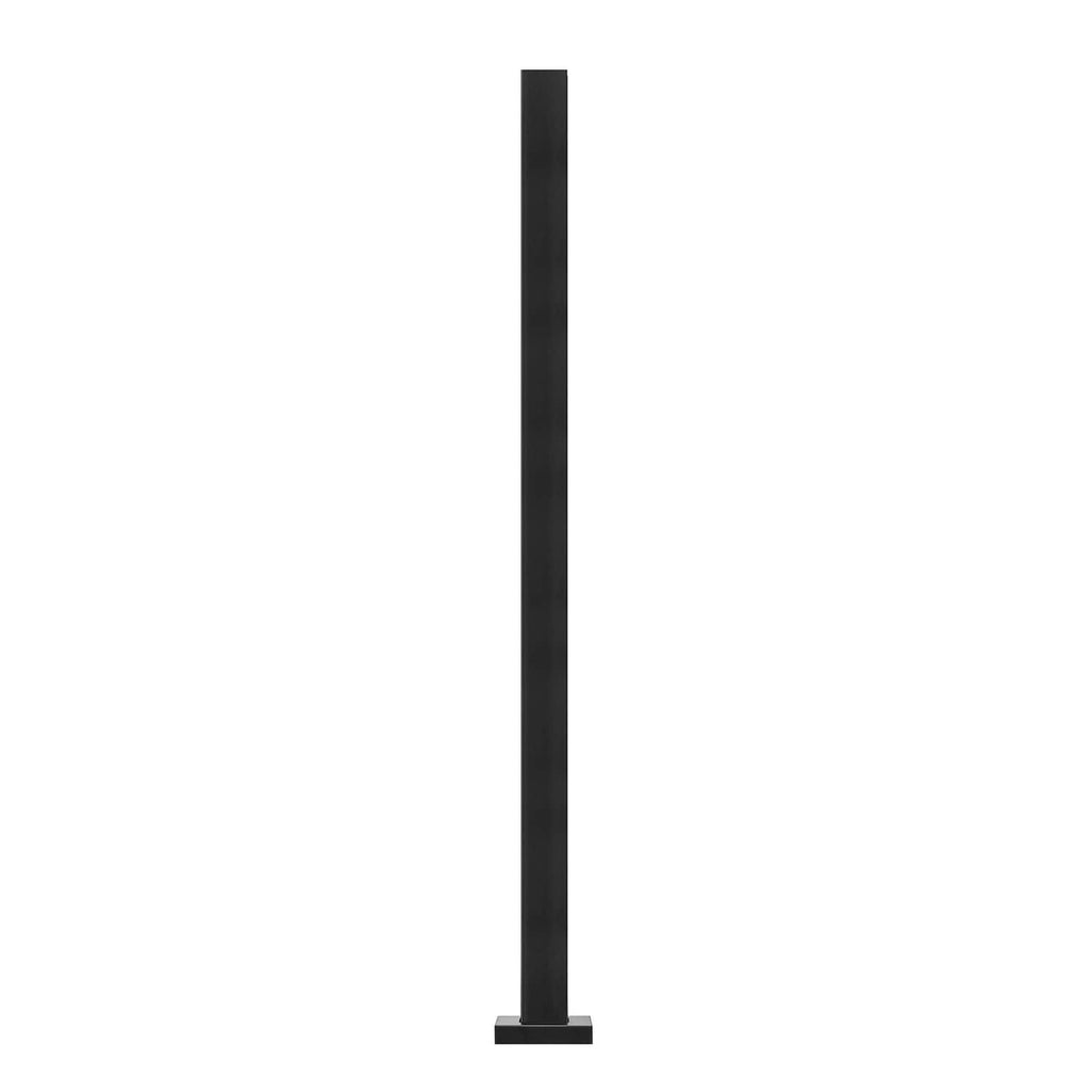 Black glass railing post clamp bracket with rectangular base