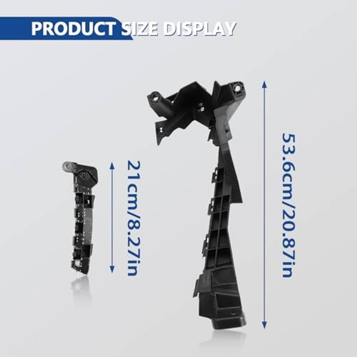 Black plastic headlight bracket mount supports, sized retainer kit with two main pieces