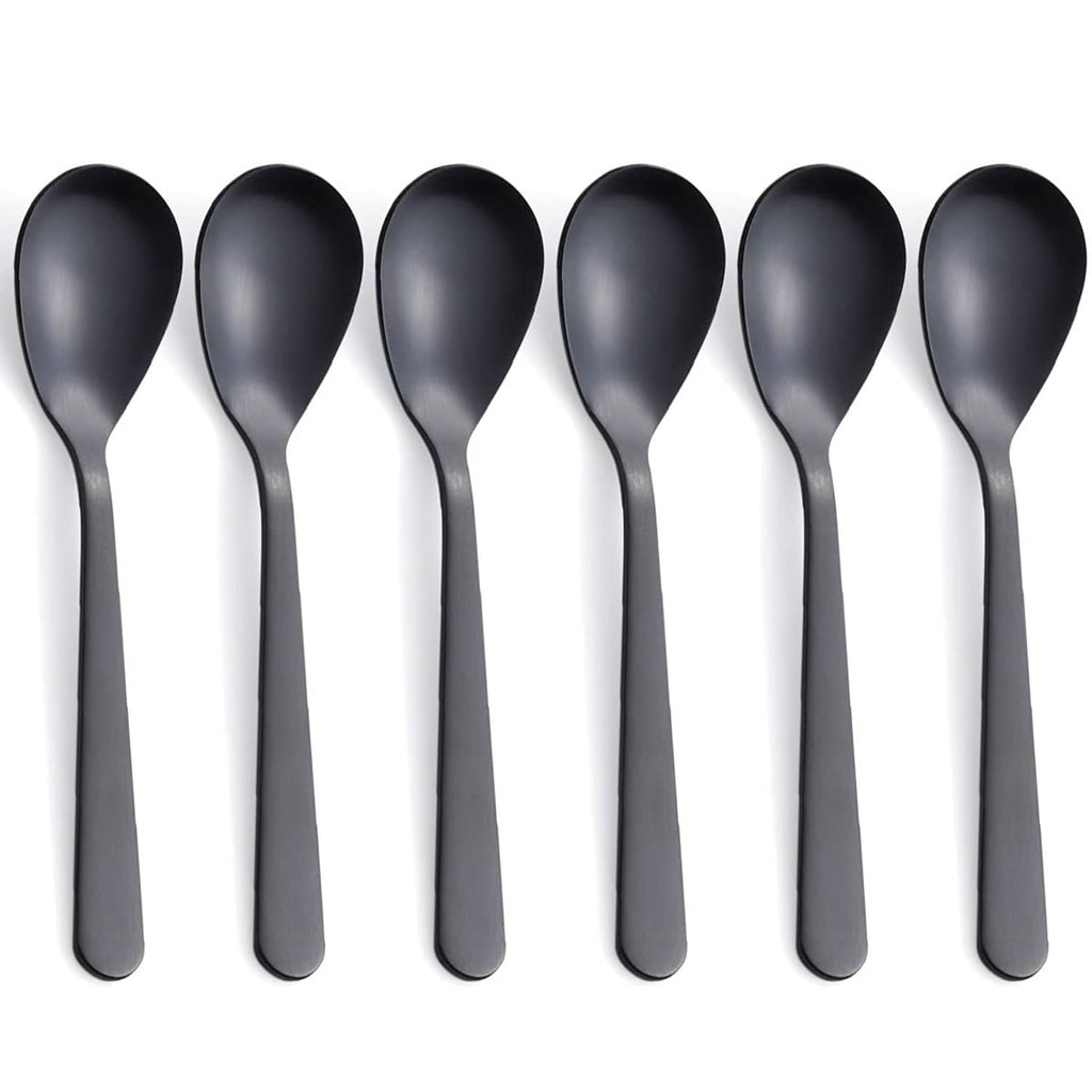 FULLYWARE matte black demitasse espresso coffee spoons, 6-piece set