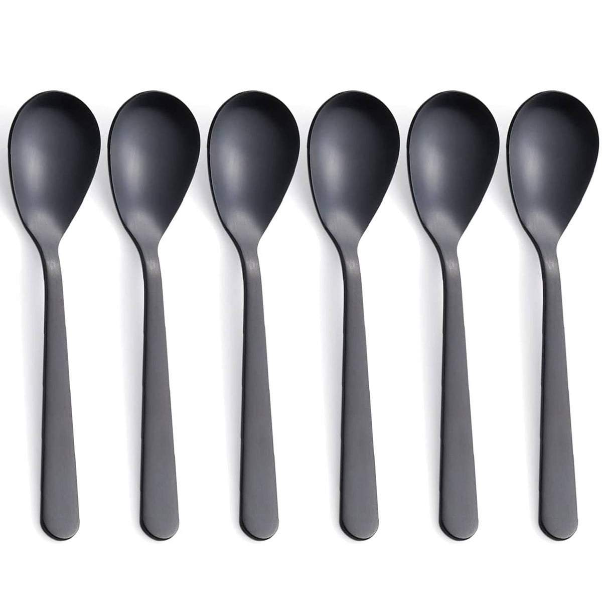 FULLYWARE matte black demitasse espresso coffee spoons, 6-piece set