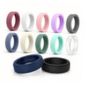 Set of 12 silicone ring protectors in assorted colors, including navy and black.