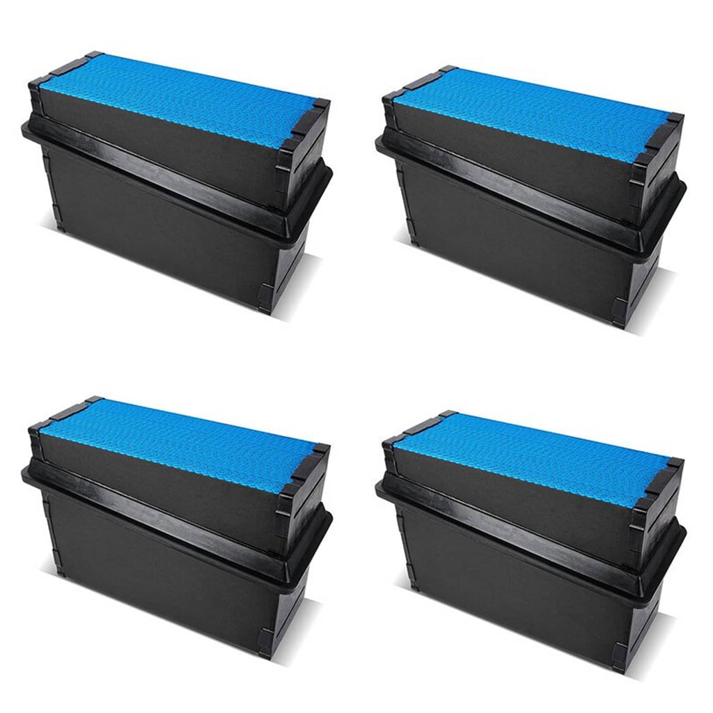 Set of 4 truck engine air filters, black housing with bright blue filter media