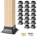 Black steel 4x4 wood post base bracket, flanged anchor plate, bundle of 20