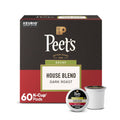 Keurig K-Cup pods box with Peet's decaf house blend dark roast and pod cup