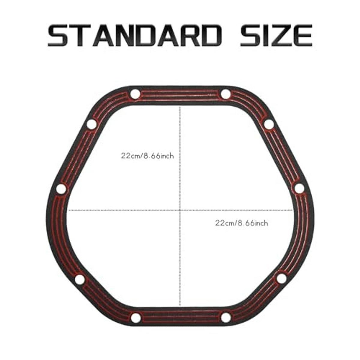 Standard-size differential cover gasket, octagonal gasket outline with bolt holes