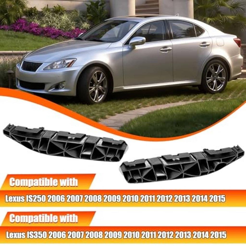 Front bumper bracket set for Lexus IS, black plastic replacement brackets (pair)