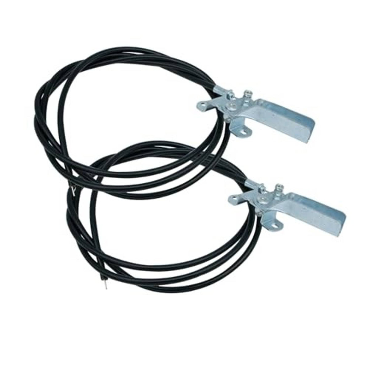Universal throttle control cable assembly, two black cables with silver metal brackets