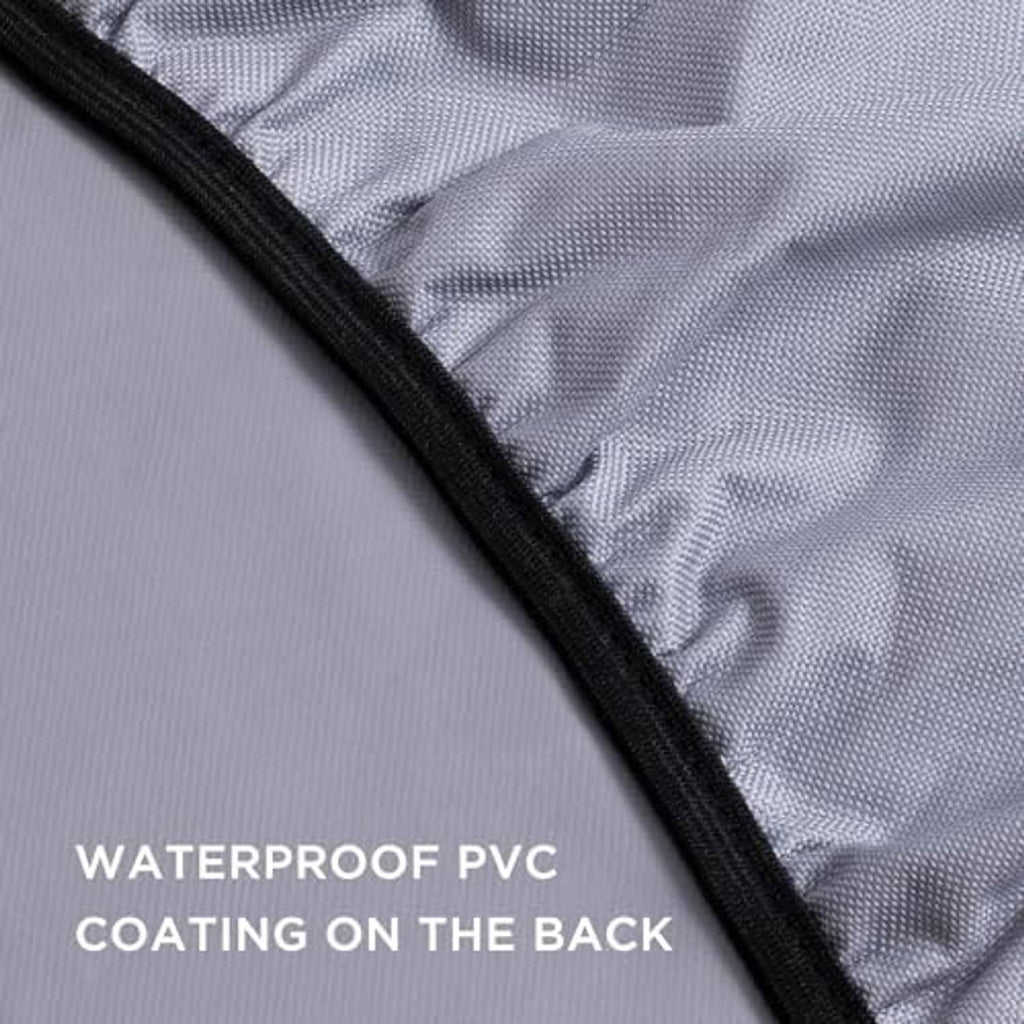 Wheel cover with black-trimmed seam and waterproof PVC coating on the back