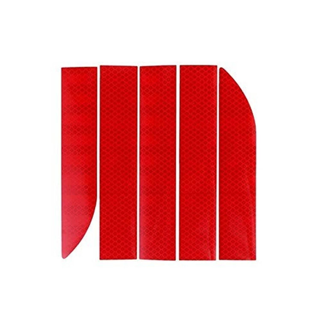 Red reflective bumper guard sticker kit with curved segments and textured surface