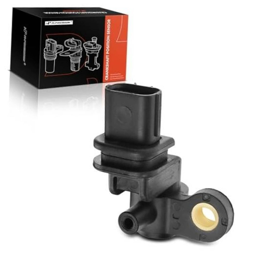 Black crankshaft position sensor with electrical connector and mounting bracket