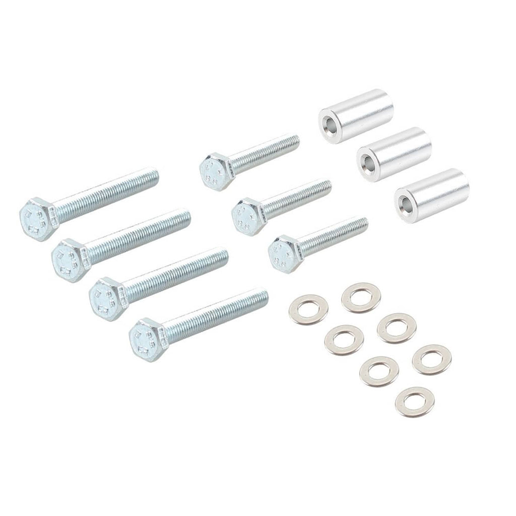 Throttle body spacer mounting hardware with bolts, sleeves, and washers