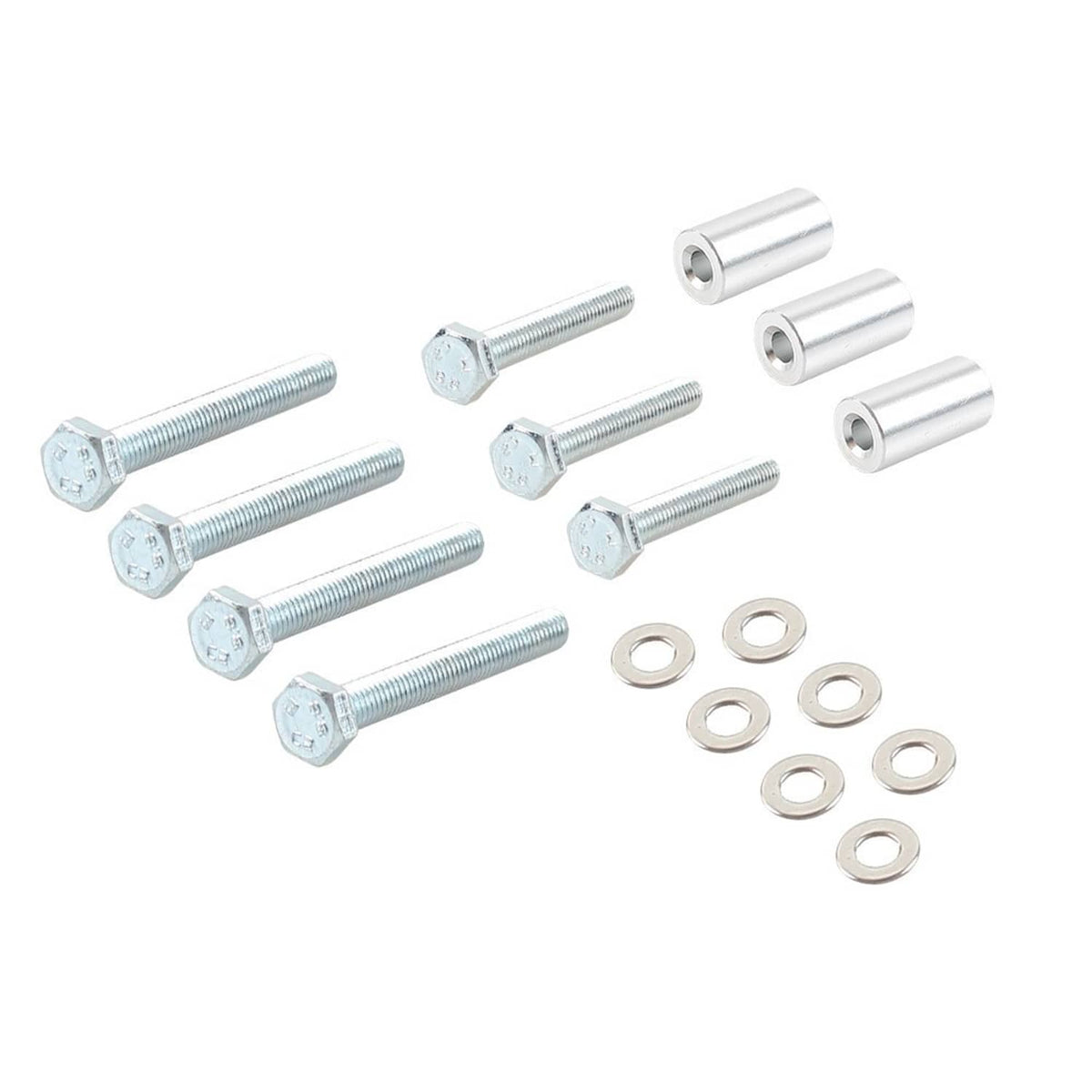 Throttle body spacer mounting hardware with bolts, sleeves, and washers