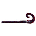 Curly-tail soft plastic fishing worm, dark blue with purple speckles