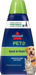 PET spot & stain formula portable carpet cleaner bottle, green cap and navy label