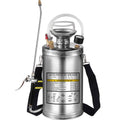 Stainless steel pressure sprayer with extension wand, carrying straps, and spray nozzle