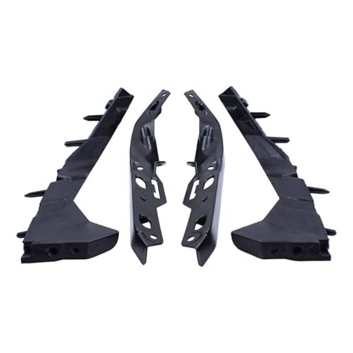 Black front bumper bracket pair with extended side tabs and bolt holes for mounting