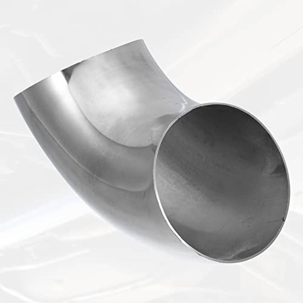 90-degree stainless steel mandrel bend elbow with wide round outlet opening