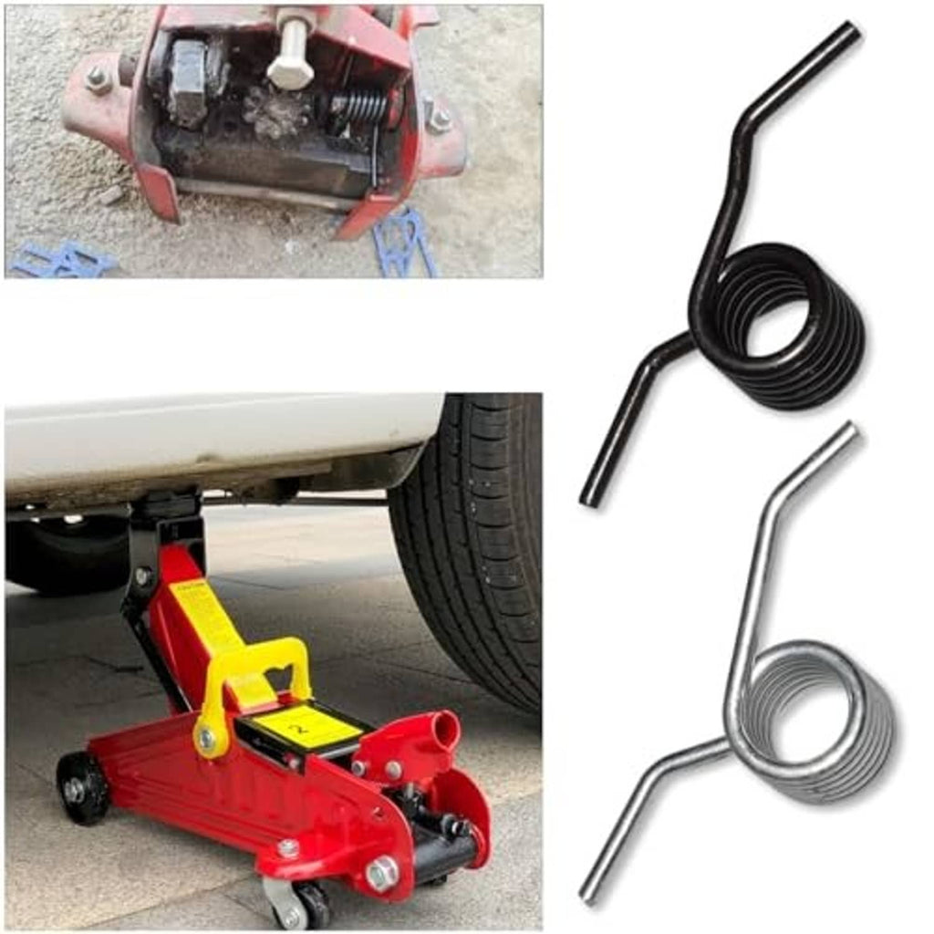 Hydraulic car jack spring replacement set: black and gray coil springs with curved tension rods