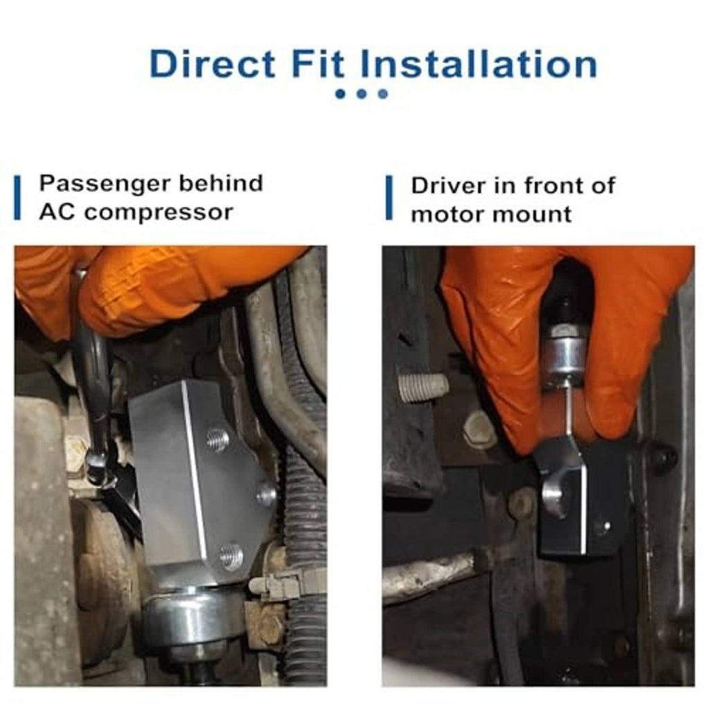 Knock sensor relocation brackets and harness for direct-fit installation shown on vehicle