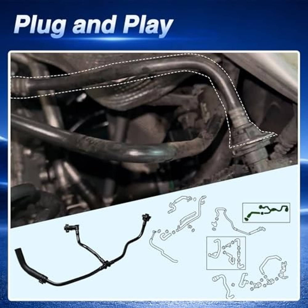 Black coolant hose kit with end fittings and metal clamp ring
