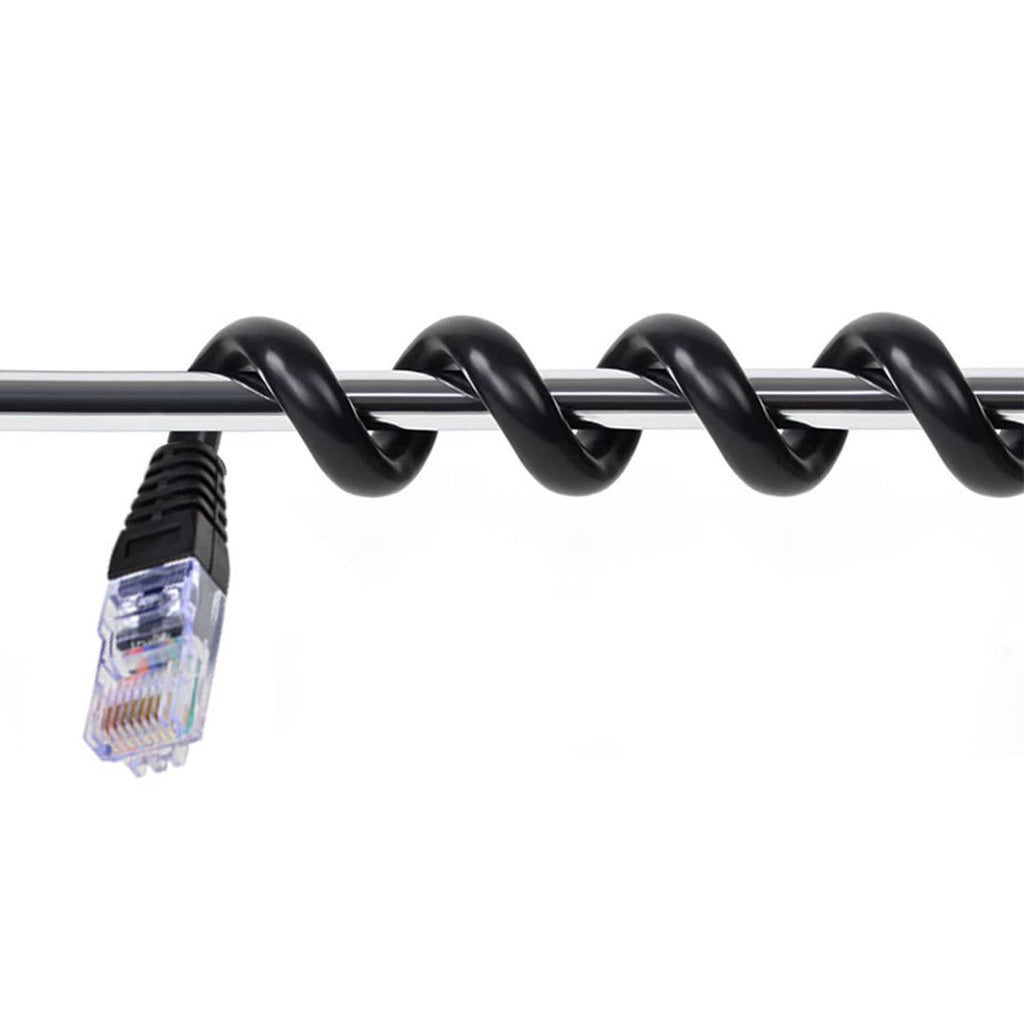 Twisted black cable with RJ45 plug end, molded connector housing