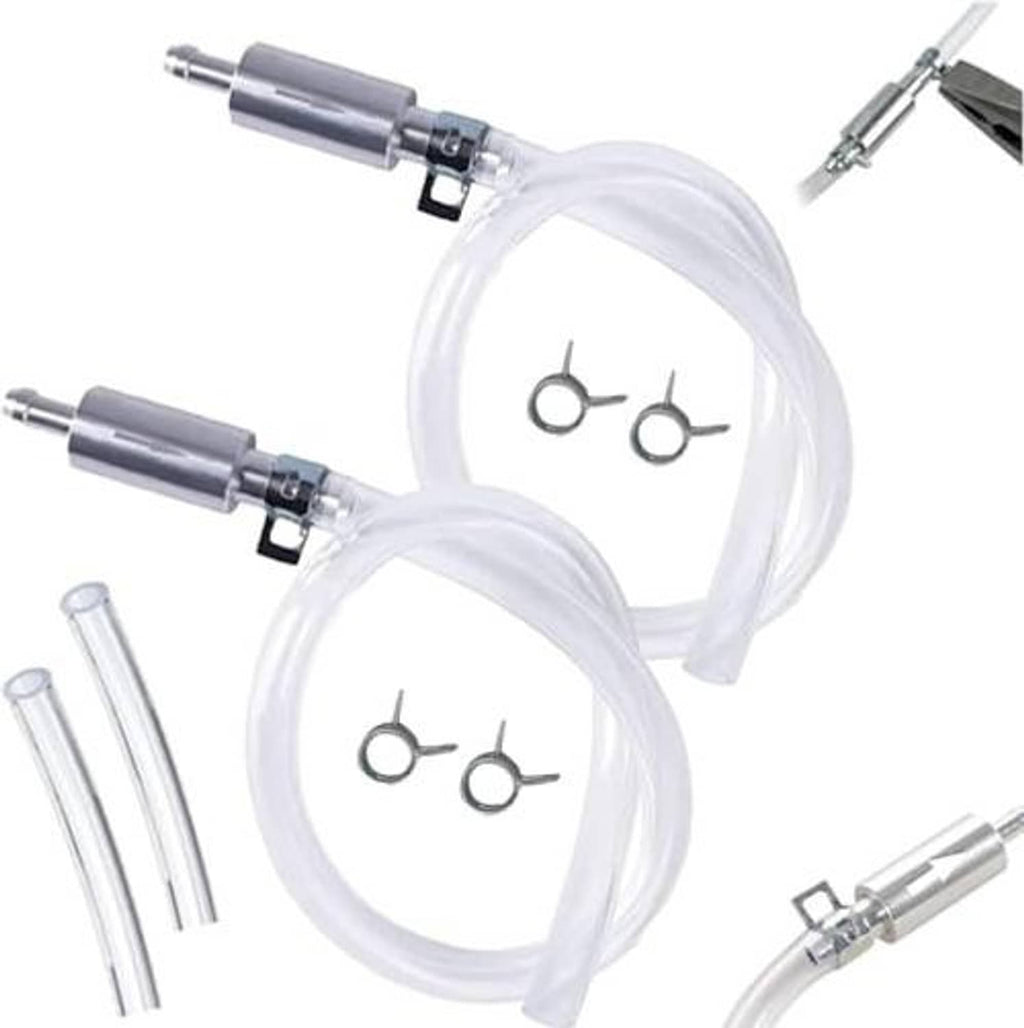 Brake bleeder hose kit with one-way check valve, clear tube and two spring clips