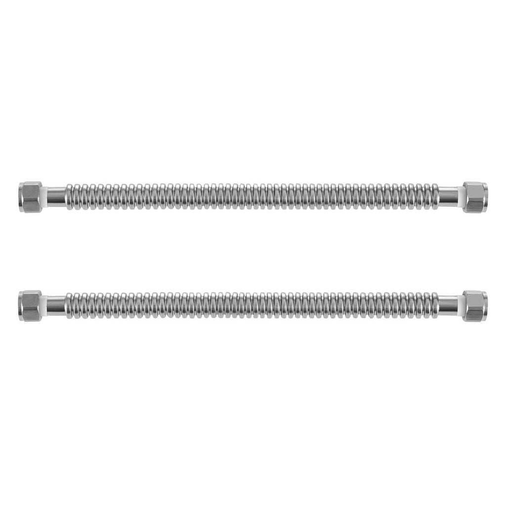 Flexible water heater connector kit, two coiled hoses with hex end fittings