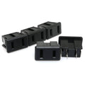 Panel-mount power outlet sockets set, 2-pin design, black housing, metal contacts