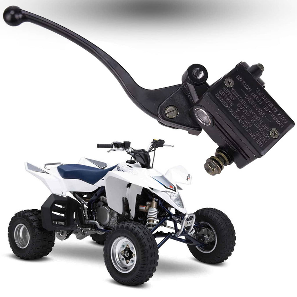 Brake master cylinder with black lever and stamped reservoir body