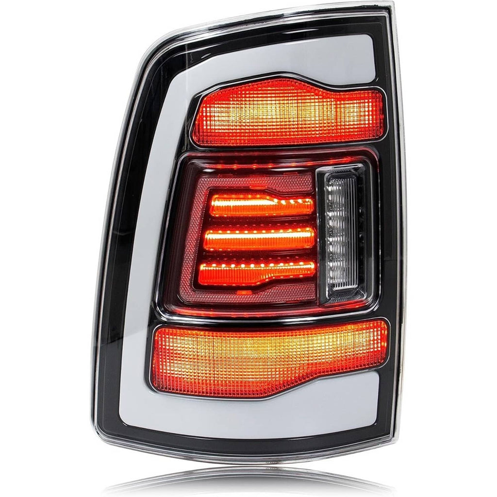 LED tail lights pair with red lens and amber LED strips for turn and brake