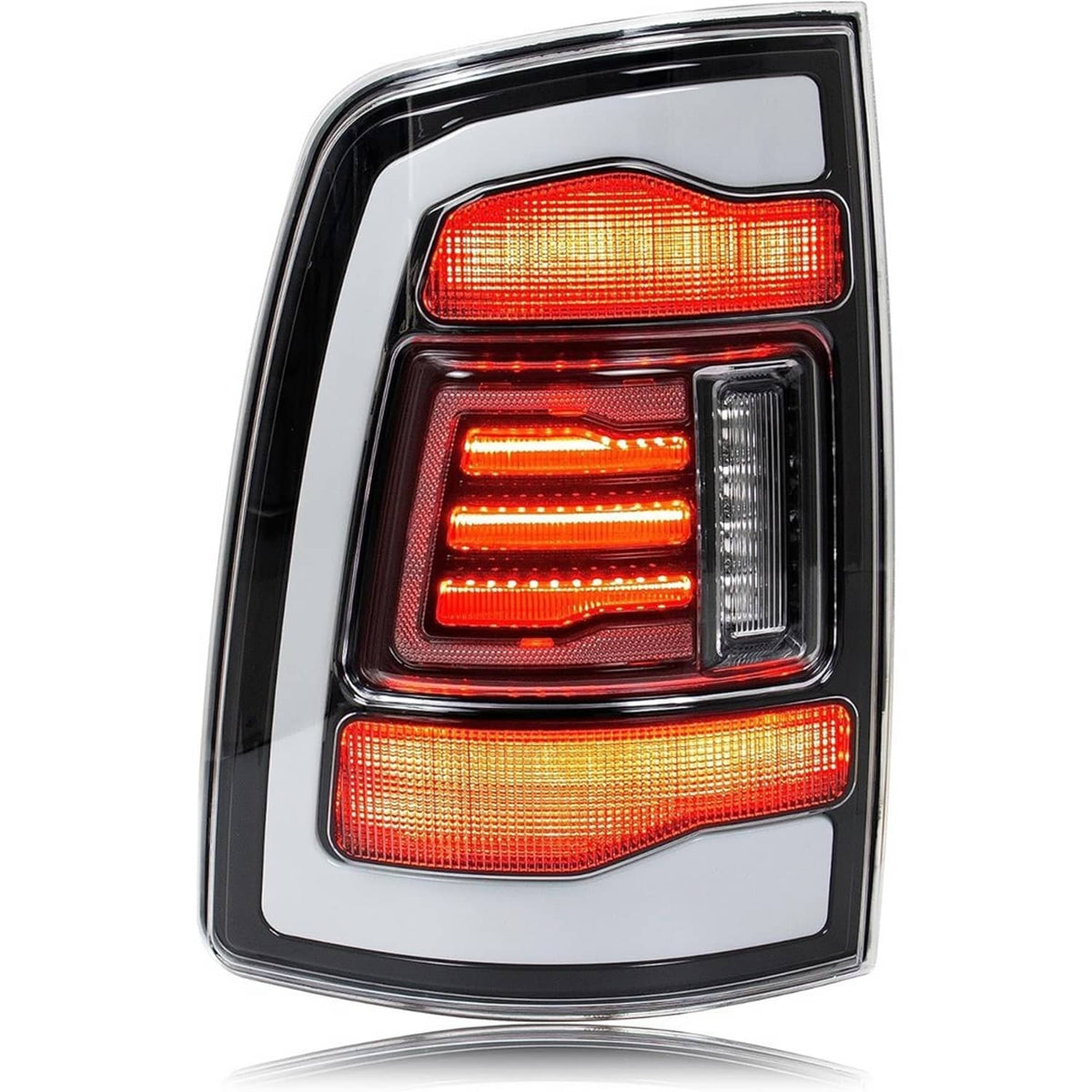 LED tail lights pair with red lens and amber LED strips for turn and brake