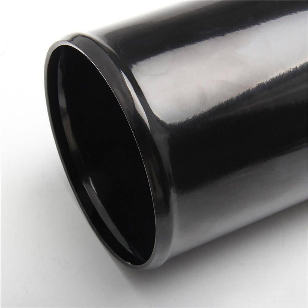 Close-up of black intake pipe end with smooth glossy curved inlet