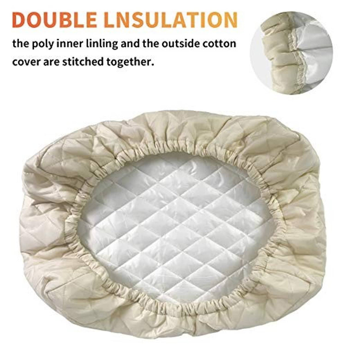 Cream quilted window AC cover, double-layer stitched insulation