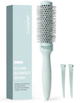 Light blue round blowout brush with vented nylon bristle barrel