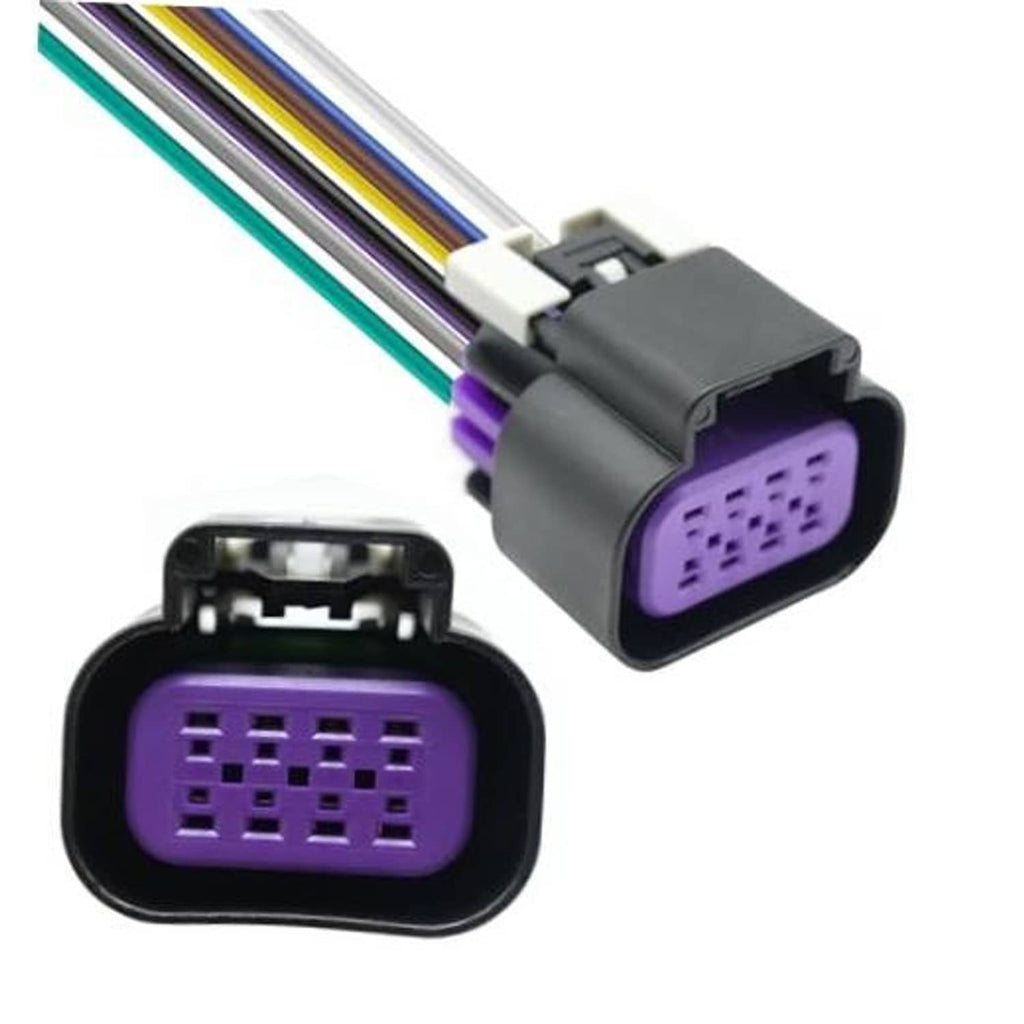 8-wire throttle body connector pigtail with purple multi-pin plug and colored wire leads