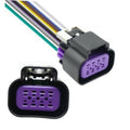 8-wire throttle body connector pigtail with purple multi-pin plug and colored wire leads