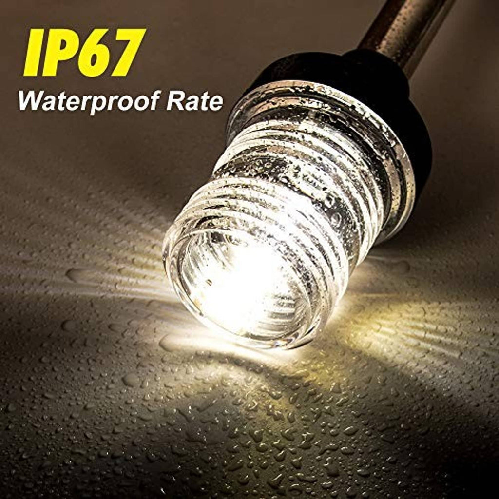 Glowing waterproof LED boat light with clear lens and black mounting base