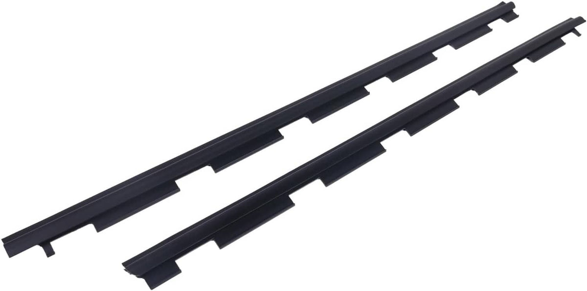 2-piece window sweep weatherstrip seal set, black rubber strips with snap tabs