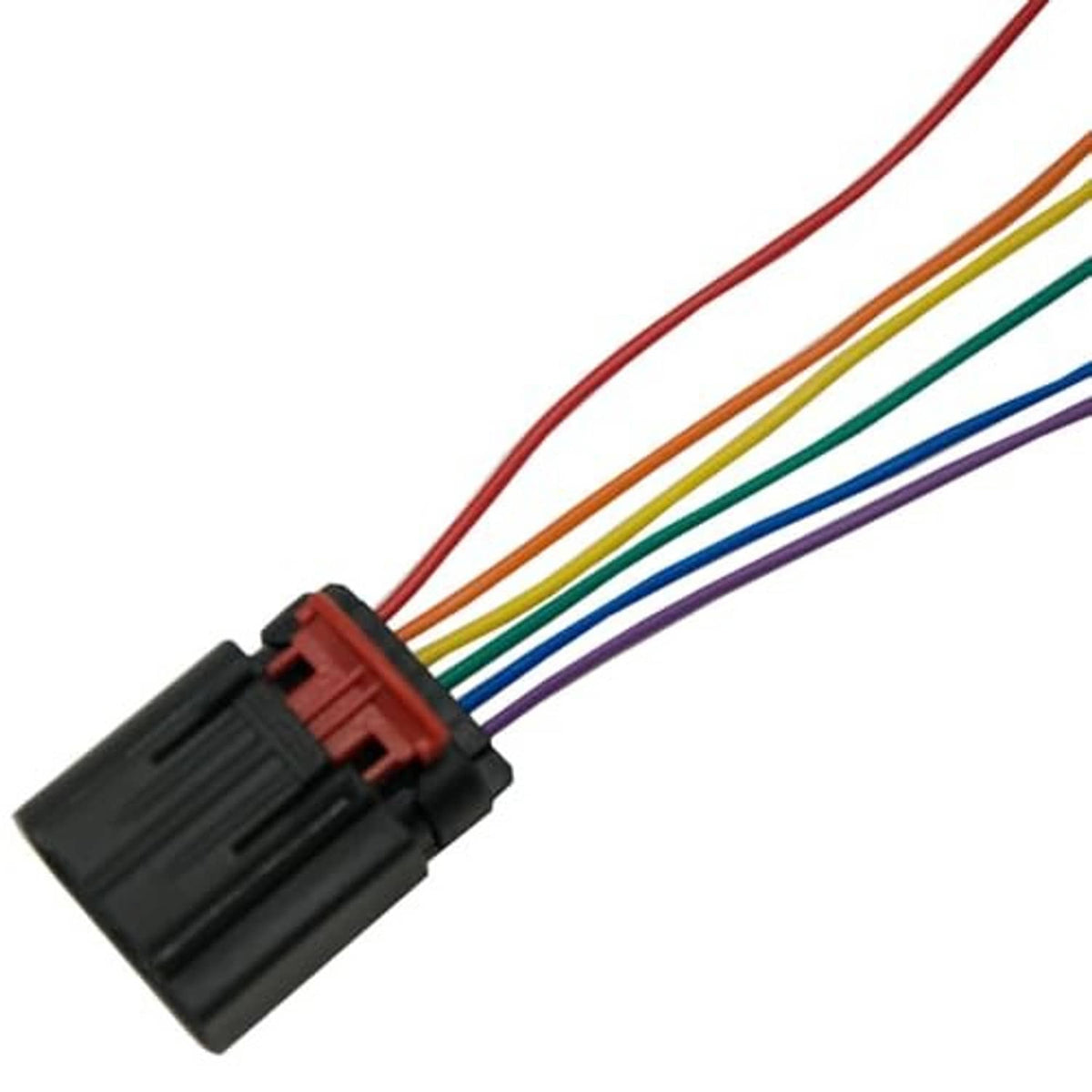 Electronic throttle body wiring connector plug with black housing and multicolor cables