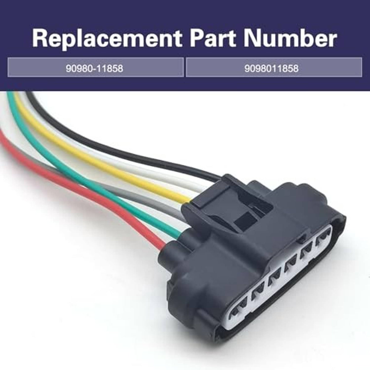 6-pin throttle position sensor connector pair with multicolor wires and black housings